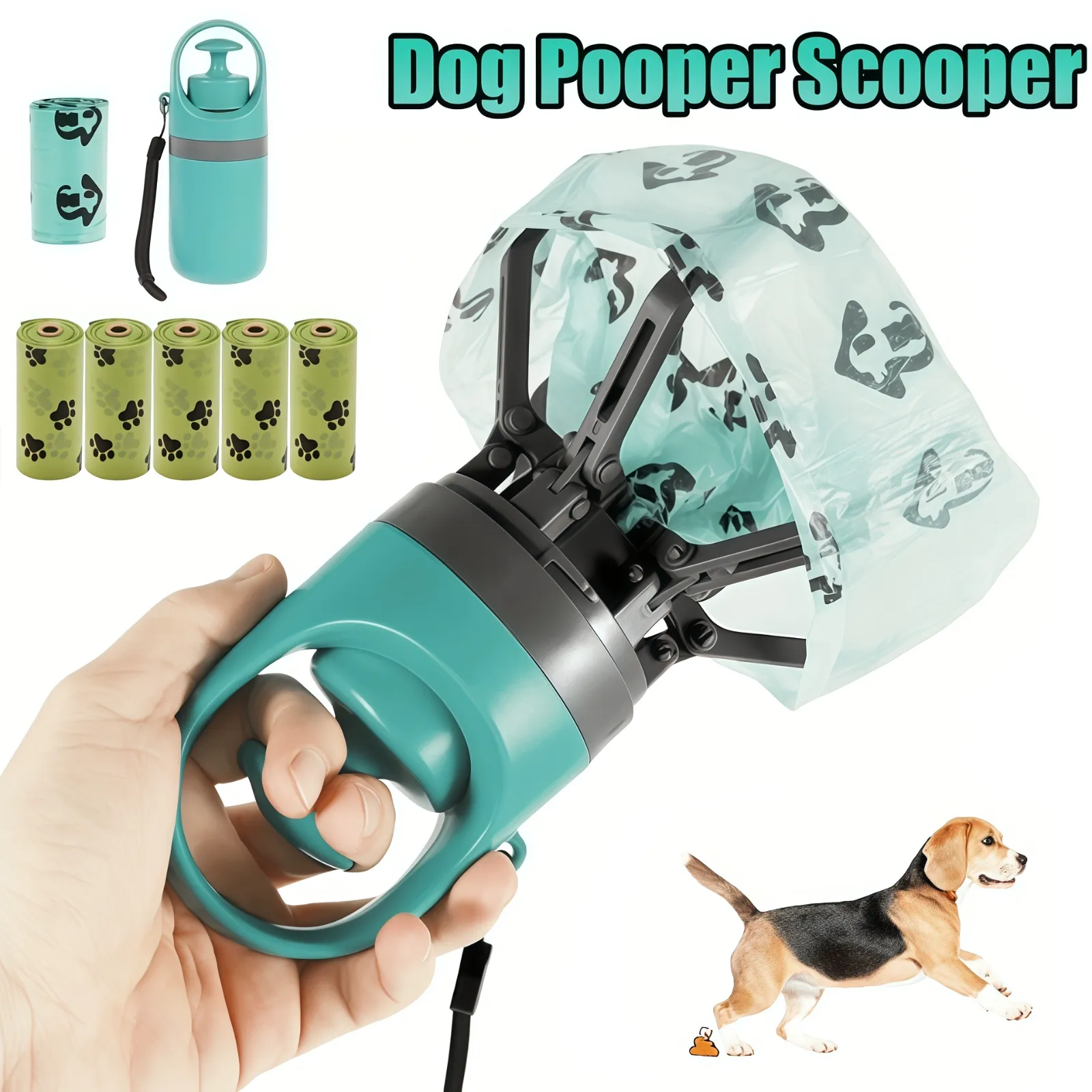 No-Touch Claw Scooper with built-in bag dispenser